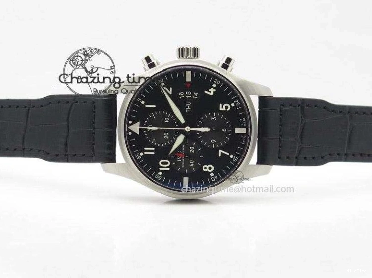 MIROTIME 0213 Soft Pilot Chrono 3777 43mm ZF 1:1 Best Edition Black Dial On Black Leather Strap A 7360
